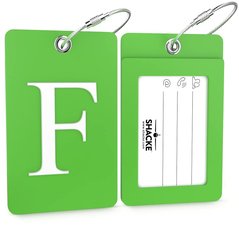 Shacke Luggage Tag Initial â€“ Fully Bendable Tag w/Stainless Steel Loop (Letter F) - Image 2